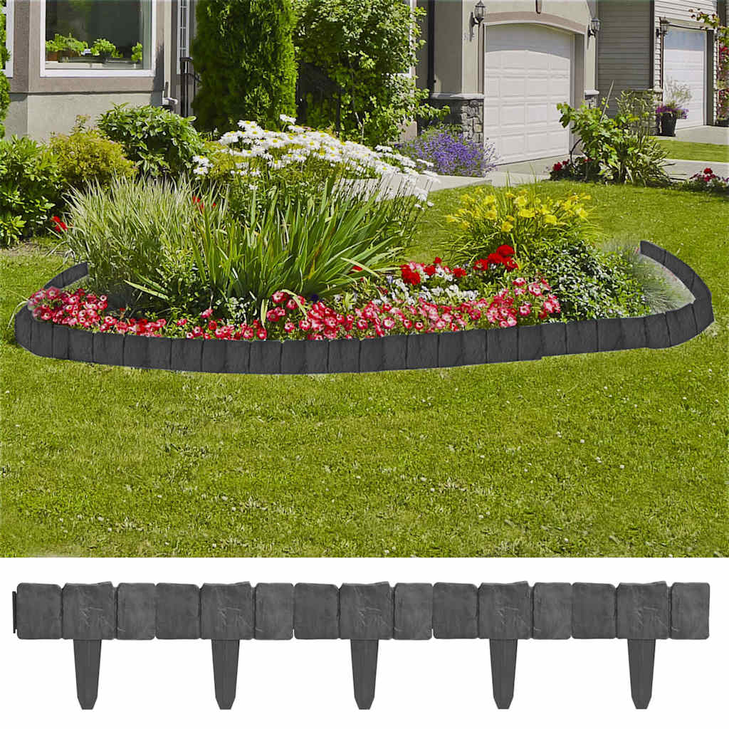 vidaXL Garden Edging 41 pcs. Plastic Stone Look 10 m