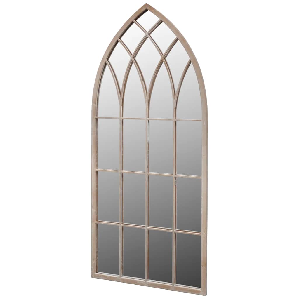 Rustikaler Gartenspiegel Bogen 50×115 cm weiß mit Rostlook Indoor und Outdoor