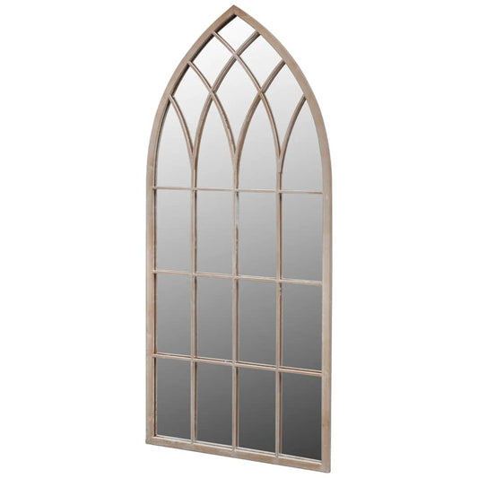 Rustikaler Gartenspiegel Bogen 50×115 cm weiß mit Rostlook Indoor und Outdoor
