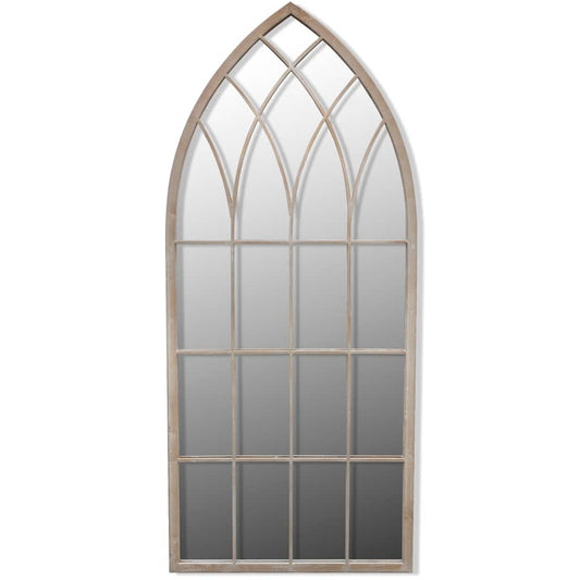 Rustikaler Gartenspiegel Bogen 50×115 cm weiß mit Rostlook Indoor und Outdoor