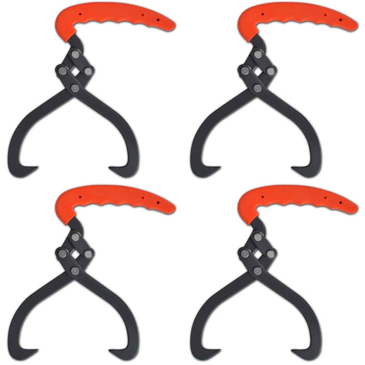 Forstzange Baumstammheber 4er Set Stahl PVC Griff Holzzange Holzgreifer Baumzange