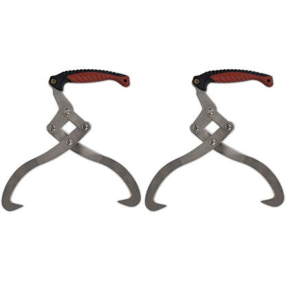 Forestry grapple log lifter, 2-piece set, TPR handle, wood tongs, wood hook, log lifter