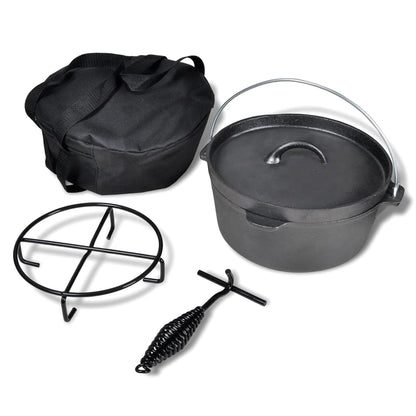 Dutch Oven Bräter Gusseisen ca. 4,2 Liter Holländischer Ofen Schwarz 30 x 27 x 15 cm
