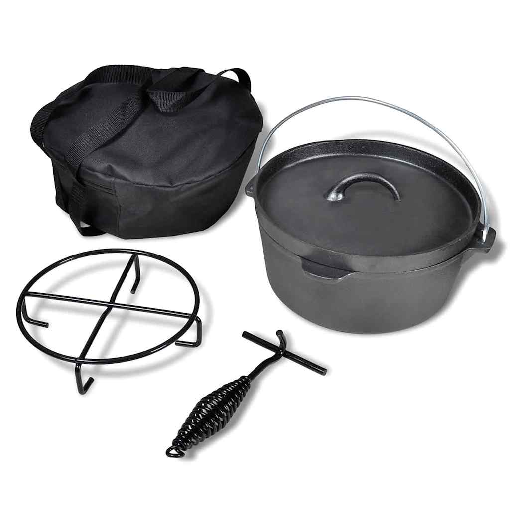 Dutch Oven Bräter Gusseisen ca. 4,2 Liter Holländischer Ofen Schwarz 30 x 27 x 15 cm
