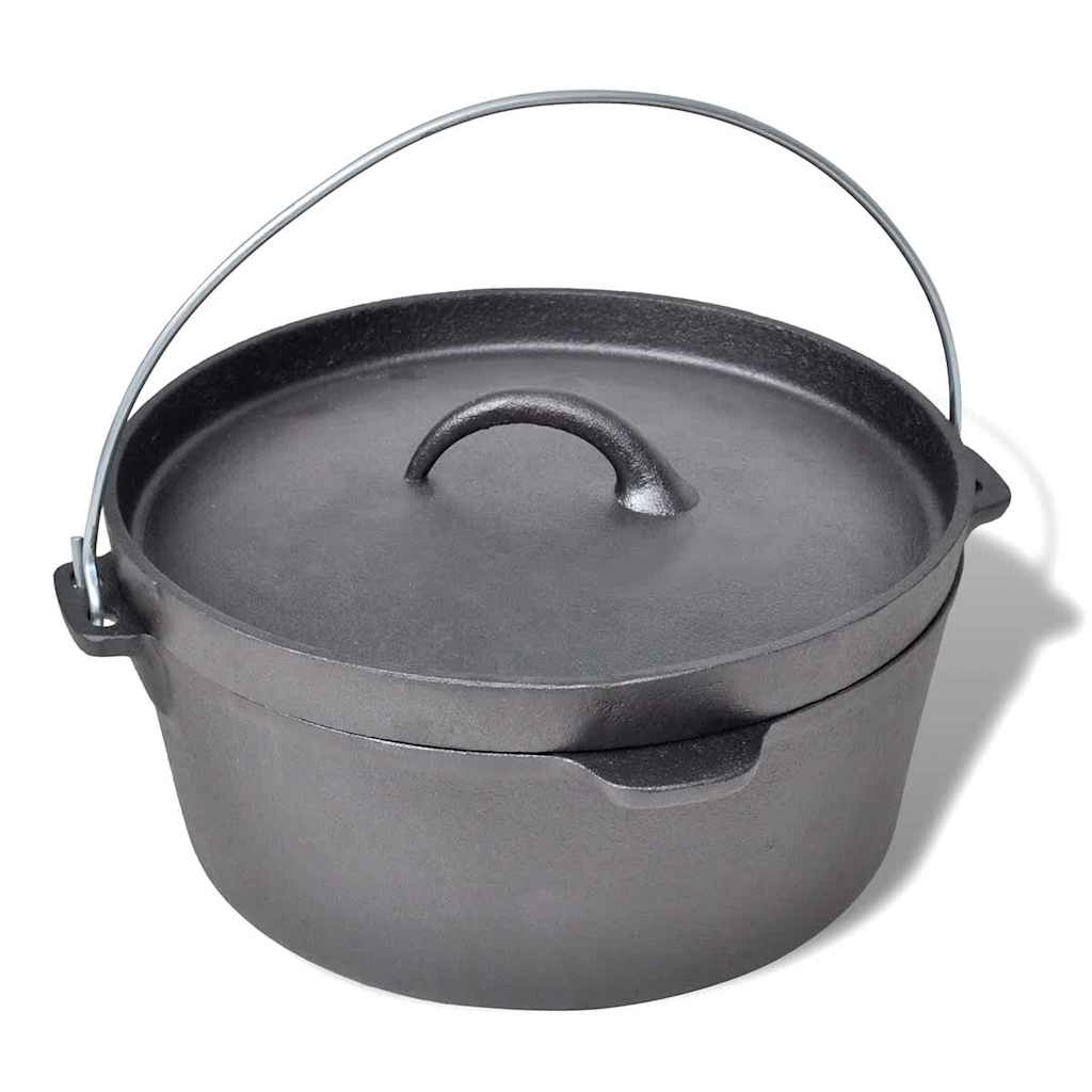 Dutch Oven Bräter Gusseisen ca. 4,2 Liter Holländischer Ofen Schwarz 30 x 27 x 15 cm