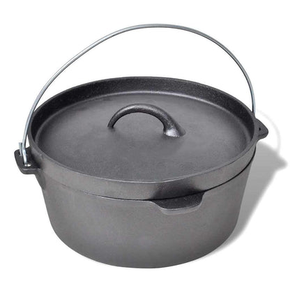 Dutch Oven Bräter Gusseisen ca. 4,2 Liter Holländischer Ofen Schwarz 30 x 27 x 15 cm