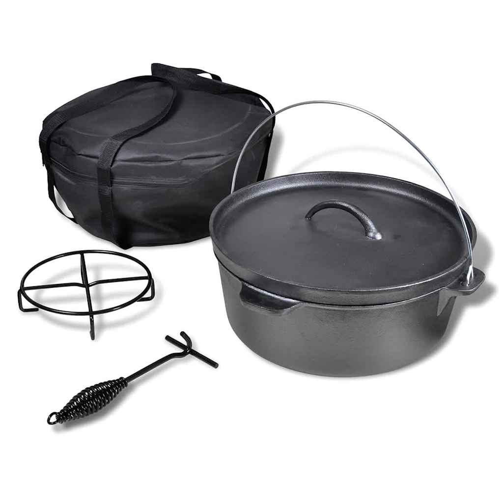 Dutch Oven Bräter Gusseisen ca. 11,3 Liter Holländischer Ofen Schwarz 43 x 40 x 19 cm