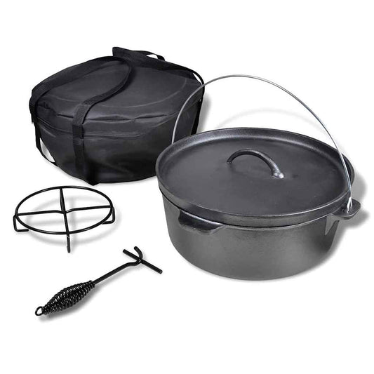 Dutch Oven Bräter Gusseisen ca. 11,3 Liter Holländischer Ofen Schwarz 43 x 40 x 19 cm