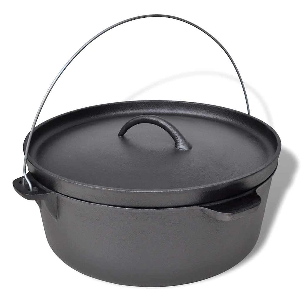 Dutch Oven Bräter Gusseisen ca. 11,3 Liter Holländischer Ofen Schwarz 43 x 40 x 19 cm