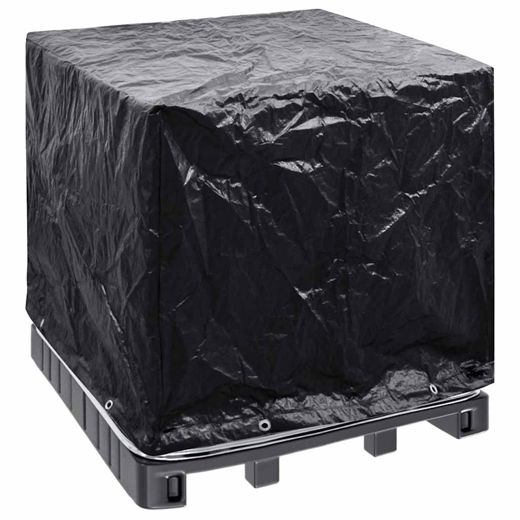 IBC tank cover with 8 eyelets, 116x100x120 cm, black, protective cover for container