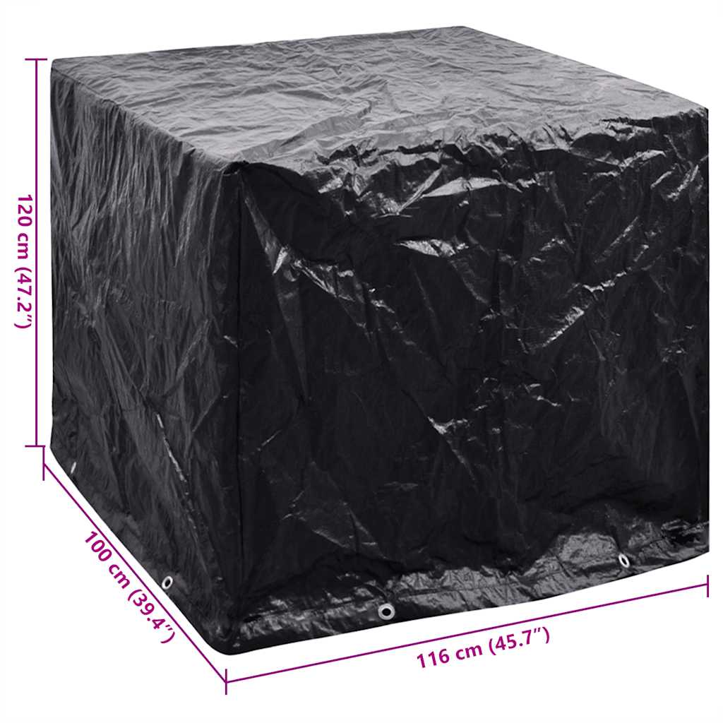 IBC tank cover with 8 eyelets, 116x100x120 cm, black, protective cover for container