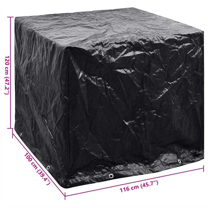 IBC tank cover with 8 eyelets, 116x100x120 cm, black, protective cover for container