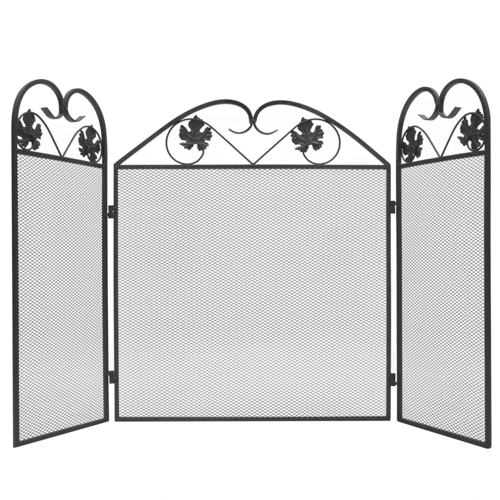 Funkenschutz Kamin Kaminschutzgitter 3-teilig 102x61 cm Eisen klappbar Schwarz