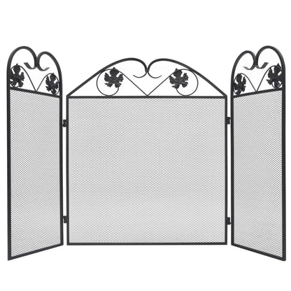 Funkenschutz Kamin Kaminschutzgitter 3-teilig 102x61 cm Eisen klappbar Schwarz