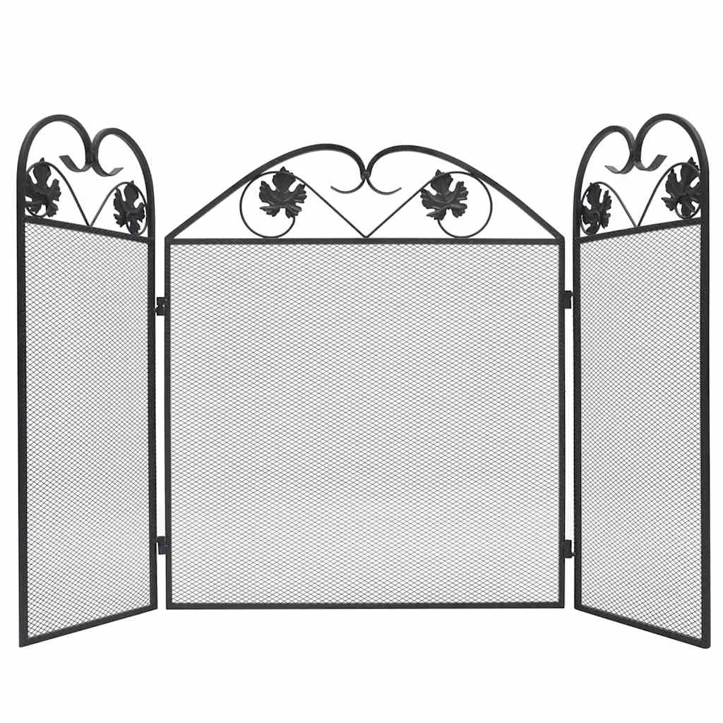 Funkenschutz Kamin Kaminschutzgitter 3-teilig 102x61 cm Eisen klappbar Schwarz