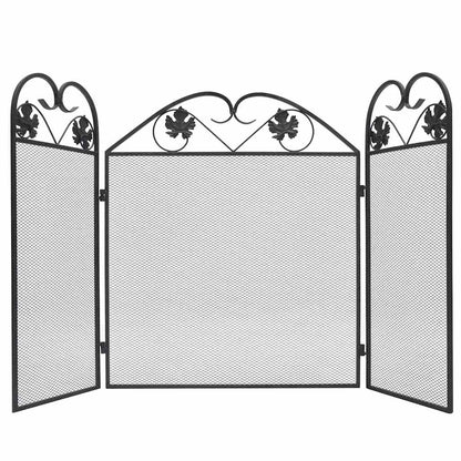 Funkenschutz Kamin Kaminschutzgitter 3-teilig 102x61 cm Eisen klappbar Schwarz