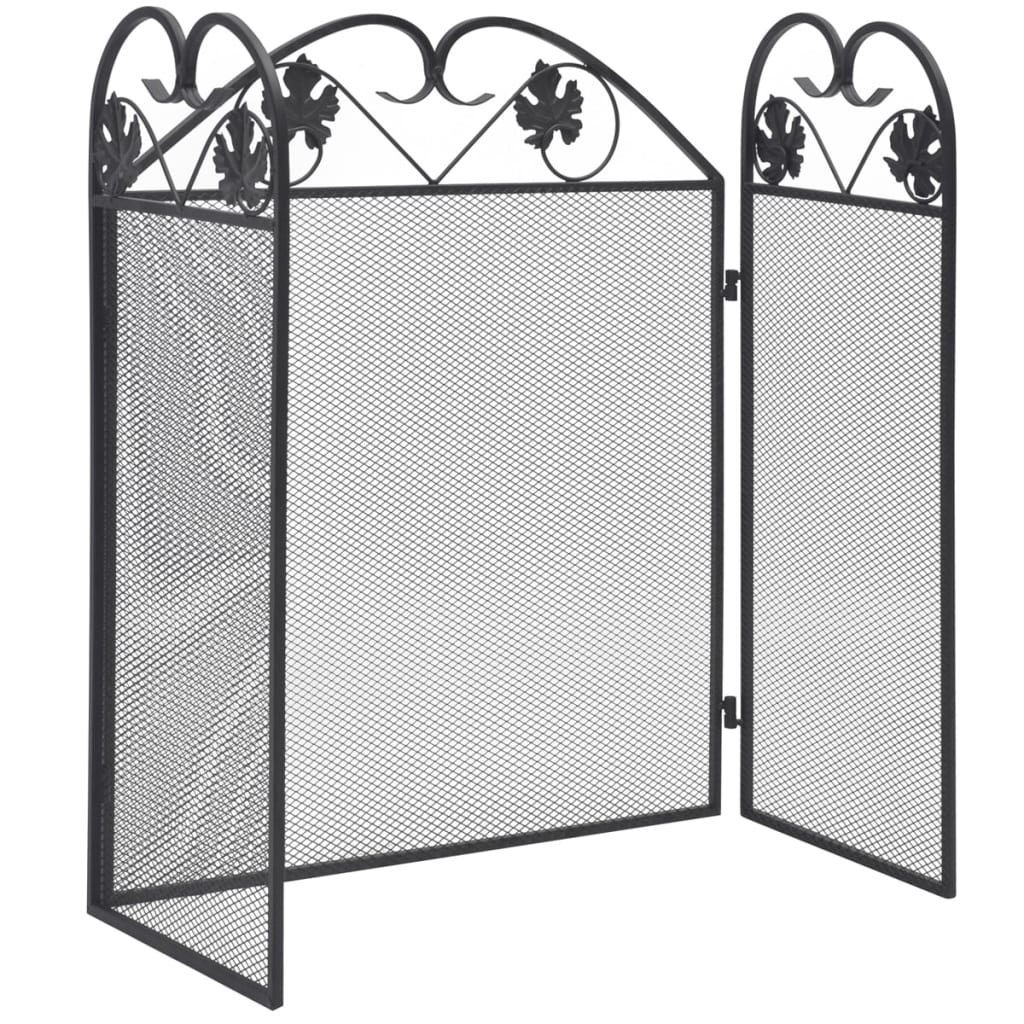 Funkenschutz Kamin Kaminschutzgitter 3-teilig 102x61 cm Eisen klappbar Schwarz