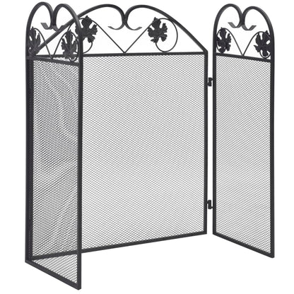 Funkenschutz Kamin Kaminschutzgitter 3-teilig 102x61 cm Eisen klappbar Schwarz
