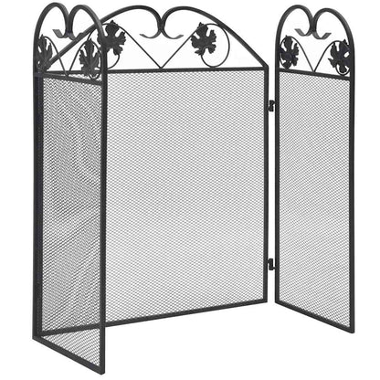 Funkenschutz Kamin Kaminschutzgitter 3-teilig 102x61 cm Eisen klappbar Schwarz