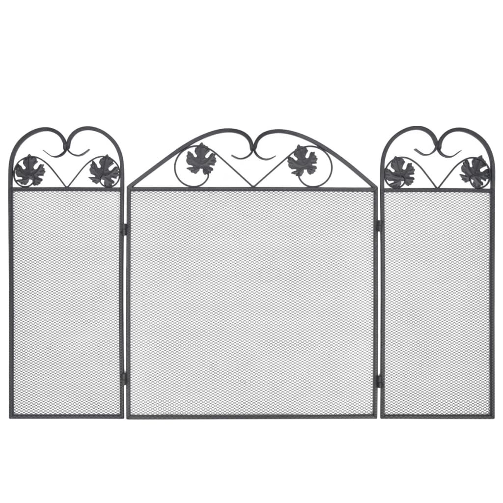 Funkenschutz Kamin Kaminschutzgitter 3-teilig 102x61 cm Eisen klappbar Schwarz