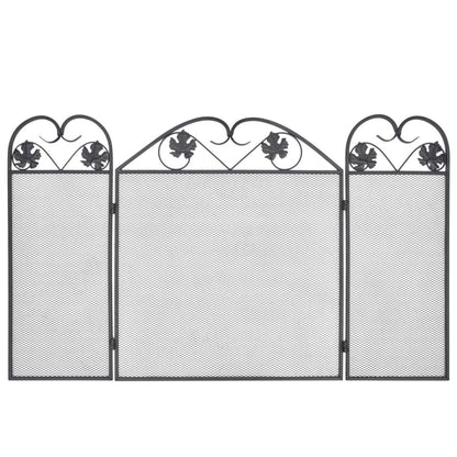 Funkenschutz Kamin Kaminschutzgitter 3-teilig 102x61 cm Eisen klappbar Schwarz