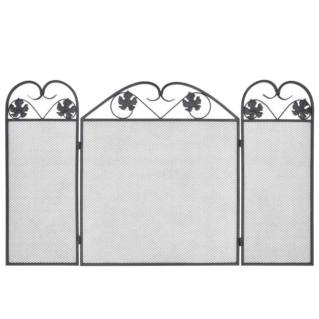 Funkenschutz Kamin Kaminschutzgitter 3-teilig 102x61 cm Eisen klappbar Schwarz