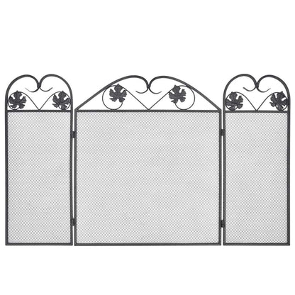 Funkenschutz Kamin Kaminschutzgitter 3-teilig 102x61 cm Eisen klappbar Schwarz
