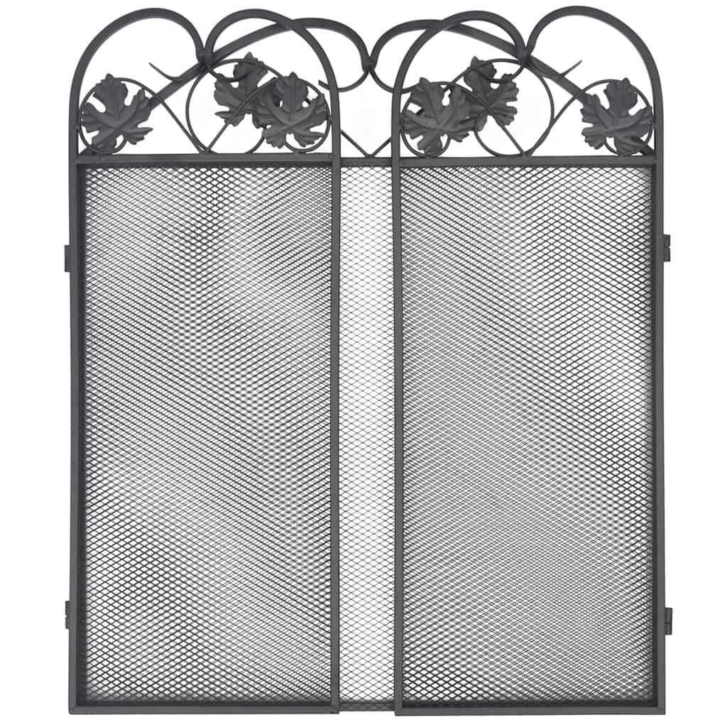 Funkenschutz Kamin Kaminschutzgitter 3-teilig 102x61 cm Eisen klappbar Schwarz