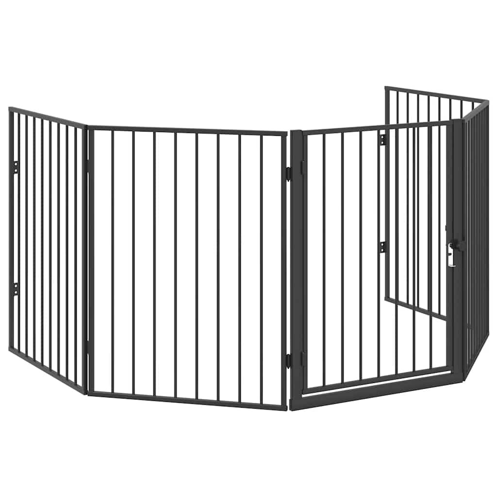 Fireplace safety gate for animals, steel, black, 123x123x76cm, pet spark guard