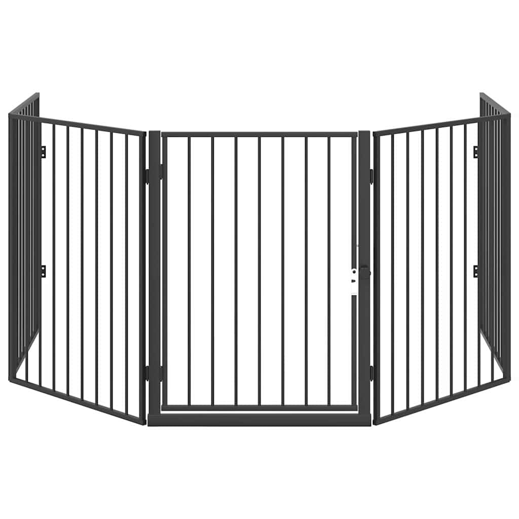 Kaminschutzgitter für Tiere Stahl schwarz 123x123x76cm Haustier Funkenschutz