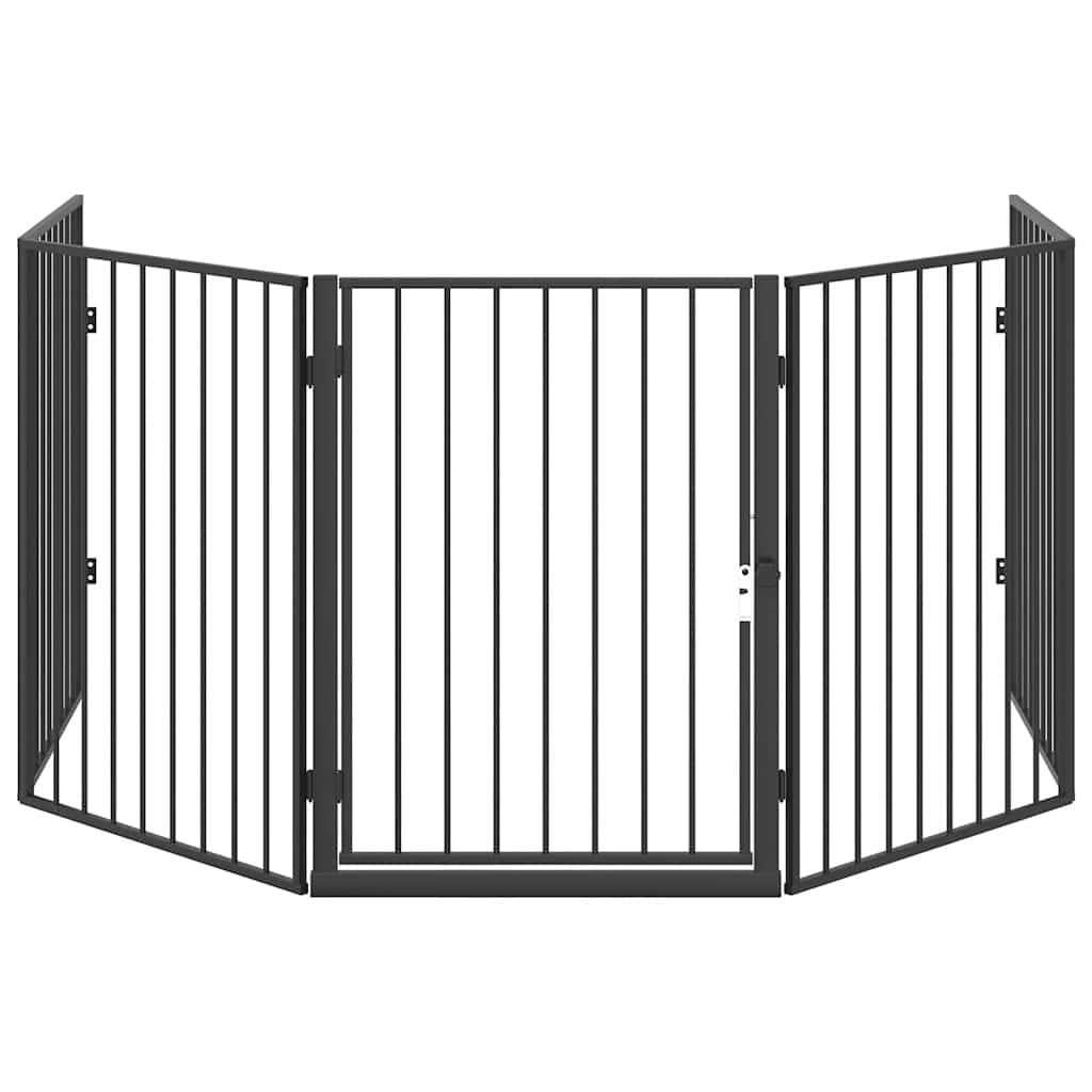 Kaminschutzgitter für Tiere Stahl schwarz 123x123x76cm Haustier Funkenschutz