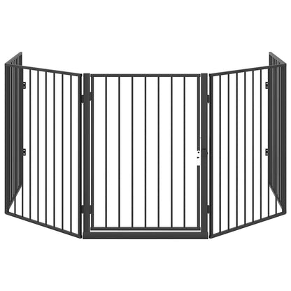 Kaminschutzgitter für Tiere Stahl schwarz 123x123x76cm Haustier Funkenschutz
