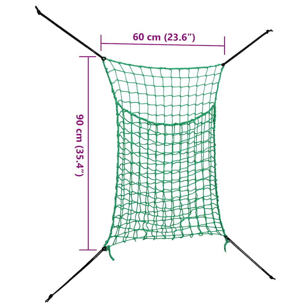 Hay nets, 2 pieces, square, 0.9x1 m, PP feed net for horses and ponies