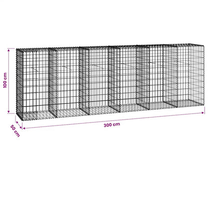 Gabionenwand Verzinkter Stahl 300×50×100 cm Gabionenzaun Drahtkorb Steinmauer Wand