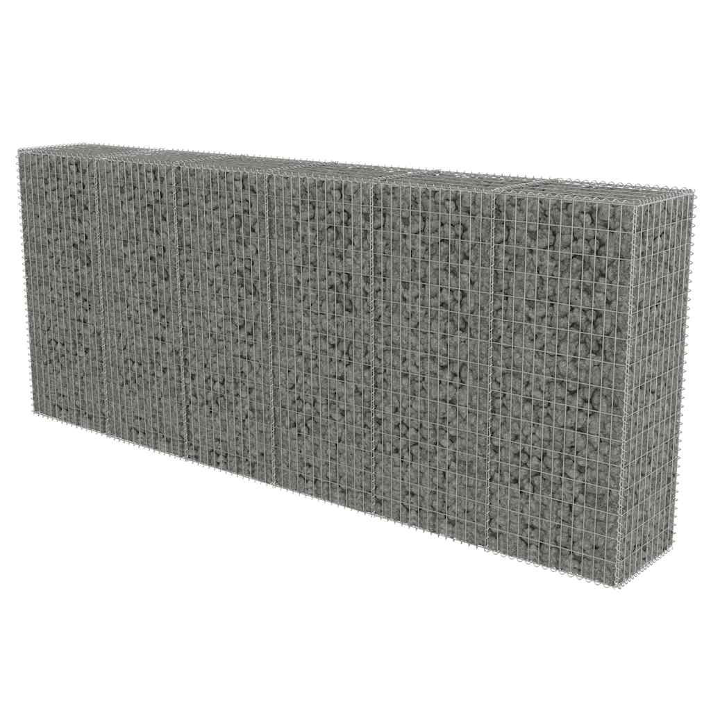 Gabionenwand Verzinkter Stahl 300×50×150 cm Gabionenzaun Drahtkorb Steinmauer