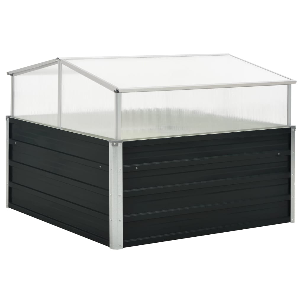 Frühbeet Abdeckung Anthrazit 100x100x77 cm Verzinkter Stahl Gewächshaus