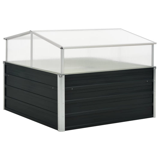 Frühbeet Abdeckung Anthrazit 100x100x77 cm Verzinkter Stahl Gewächshaus