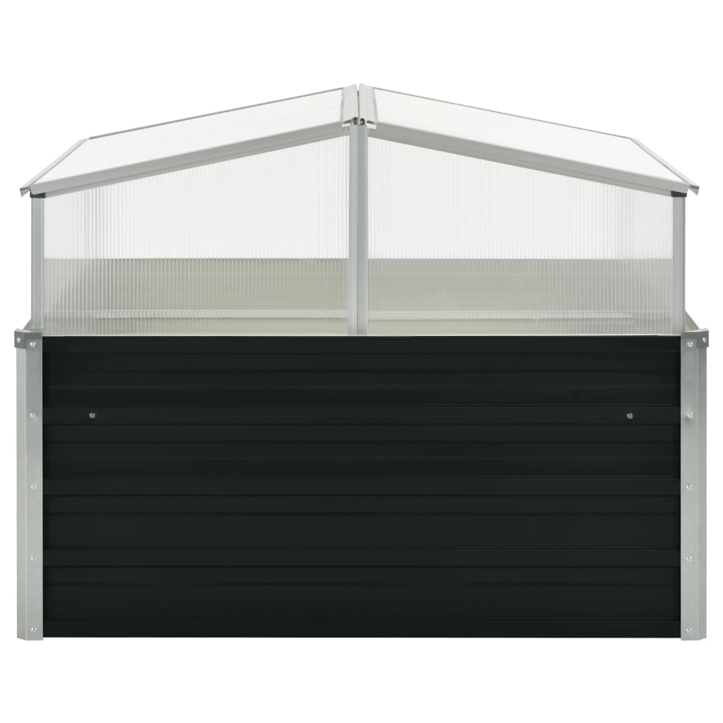 Frühbeet Abdeckung Anthrazit 100x100x77 cm Verzinkter Stahl Gewächshaus