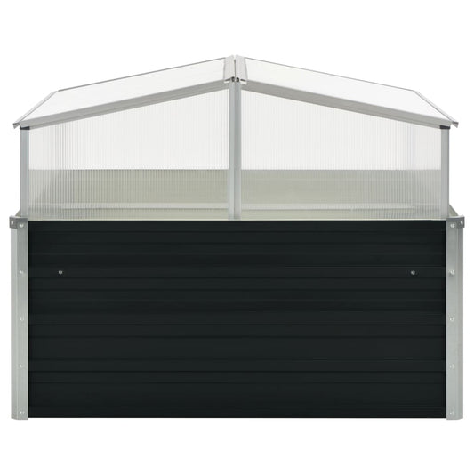 Frühbeet Abdeckung Anthrazit 100x100x77 cm Verzinkter Stahl Gewächshaus