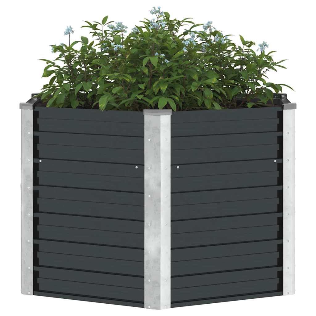 Garten-Hochbeet Anthrazit 129 x 129 x 77 cm Verzinkter Stahl Pflanzkasten Blumenkübel