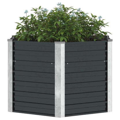Garten-Hochbeet Anthrazit 129 x 129 x 77 cm Verzinkter Stahl Pflanzkasten Blumenkübel
