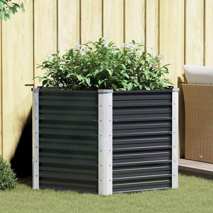 Garten-Hochbeet Anthrazit 129 x 129 x 77 cm Verzinkter Stahl Pflanzkasten Blumenkübel