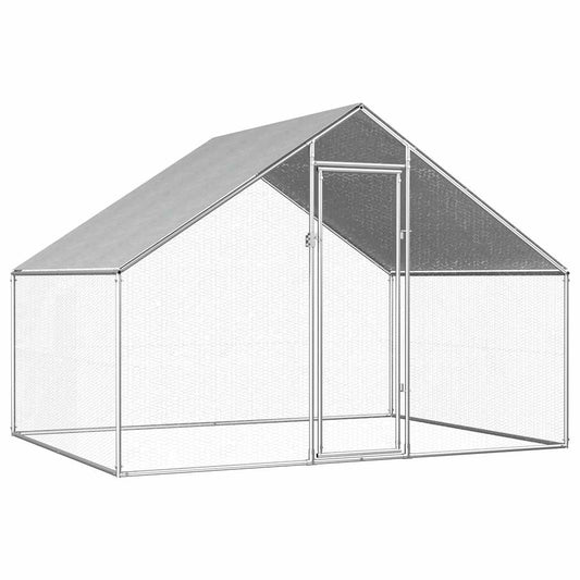 Chicken cage, chicken coop, steel, 2.75 x 2 x 1.92 m, run, outdoor enclosure, animal cage, poultry house