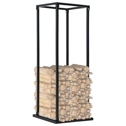 Firewood rack, steel, black, 37 x 37 x 113 cm, log storage, firewood holder, floor-standing