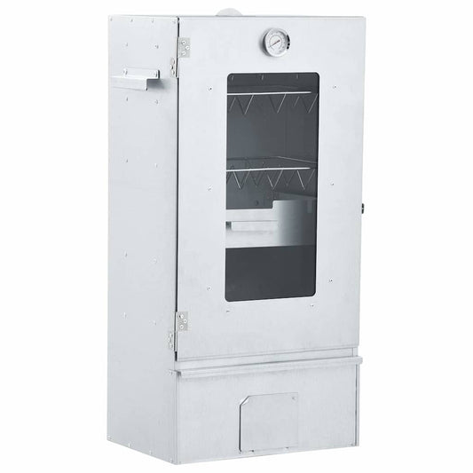 Räucherofen mit 1 kg Räuchermehl Smoker 44,5 x 29 x 83 cm silber verzinkt