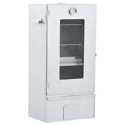 Räucherofen mit 1 kg Räuchermehl Smoker 44,5 x 29 x 83 cm silber verzinkt