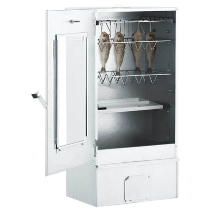 Räucherofen mit 1 kg Räuchermehl Smoker 44,5 x 29 x 83 cm silber verzinkt