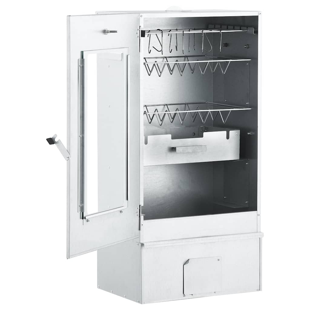 Räucherofen mit 1 kg Räuchermehl Smoker 44,5 x 29 x 83 cm silber verzinkt