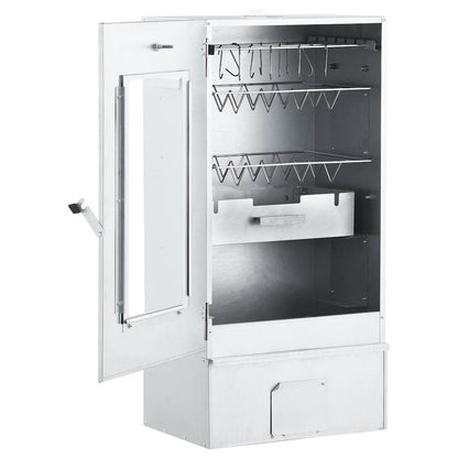 Räucherofen mit 1 kg Räuchermehl Smoker 44,5 x 29 x 83 cm silber verzinkt