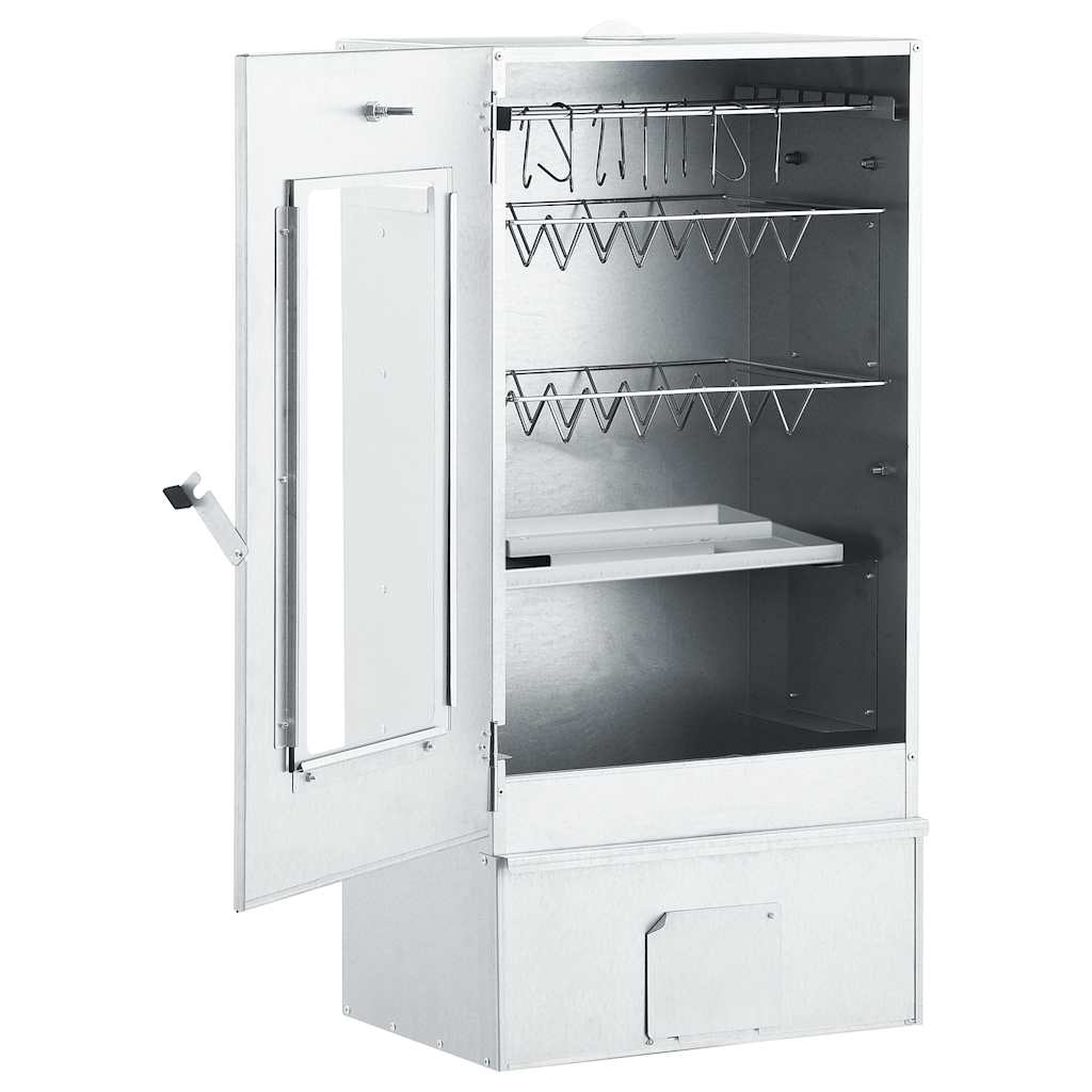 Räucherofen mit 1 kg Räuchermehl Smoker 44,5 x 29 x 83 cm silber verzinkt